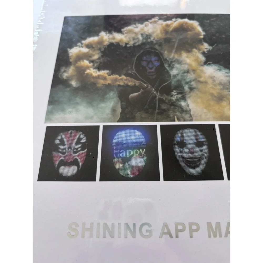 HALLOWEEN Mask Programmable LED Face Mask App Control Rechargeable Shining Mask